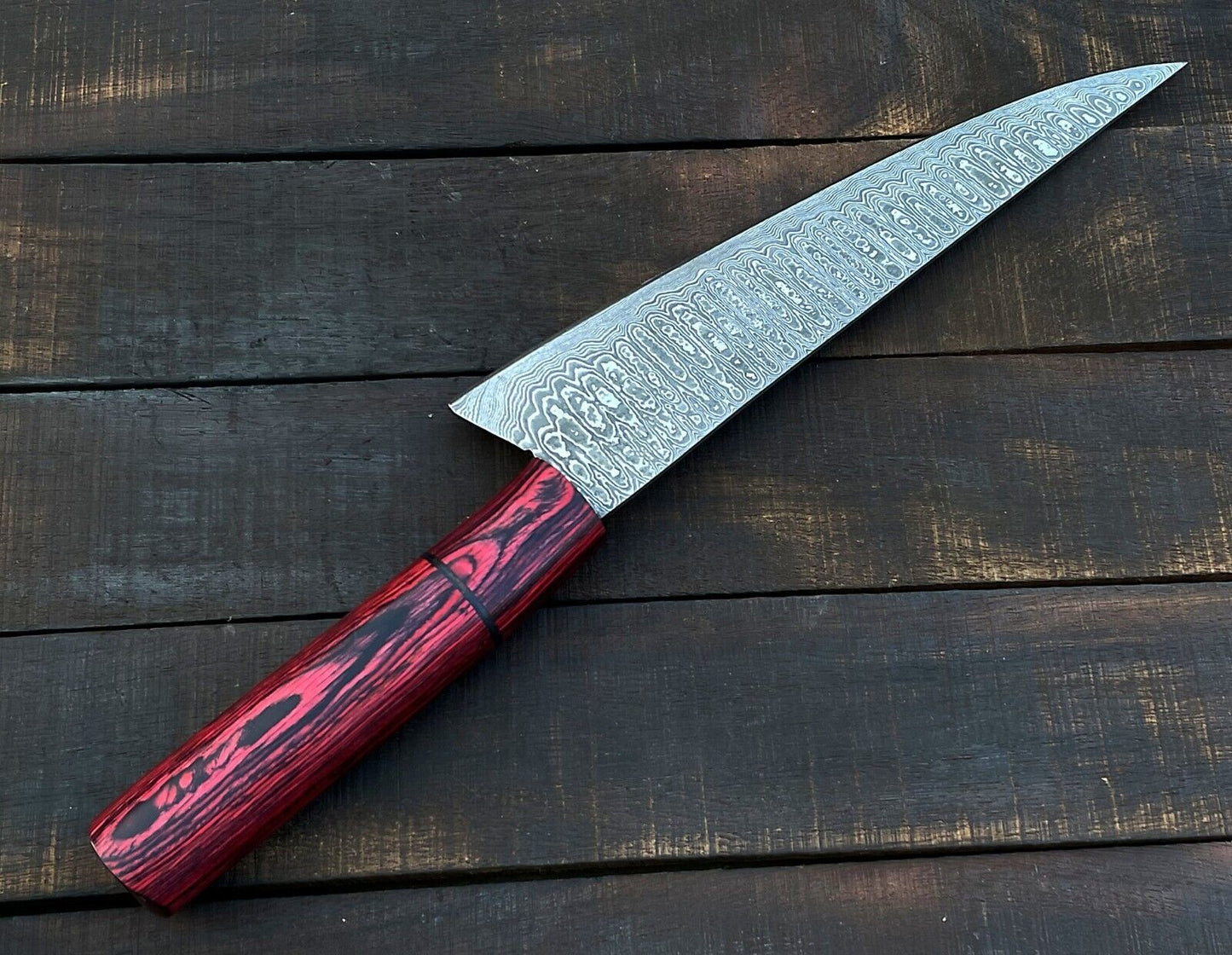 Chef Knife – Custom Handmade Damascus Steel Kitchen Knife with Wood Handle