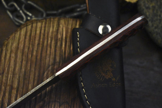 Twist Damascus Skinner Knife with Hardwood Handle Tactical Handmade Razor Sharp Blade