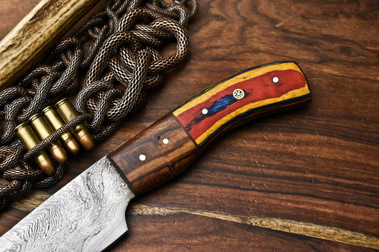 Handmade Damascus Steel Chef Knife | Full Tang Knife with Hardwood