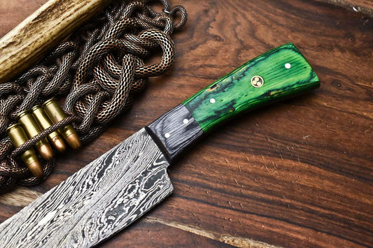 Hand Made Damascus Steel Blade Chef Kitchen Full Tang Knife | Hard Wood