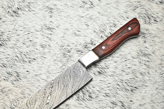 Cutlery Salvation Handmade Damascus Steel Full Tang Kitchen Chef Knife – 12" Blade, Oil Tempered 58-60