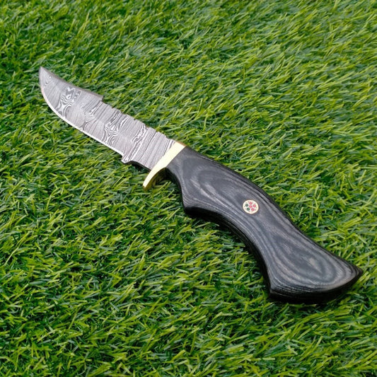 10" Damascus Bowie Knife with Wood Handle | Handmade by Heritage Forge