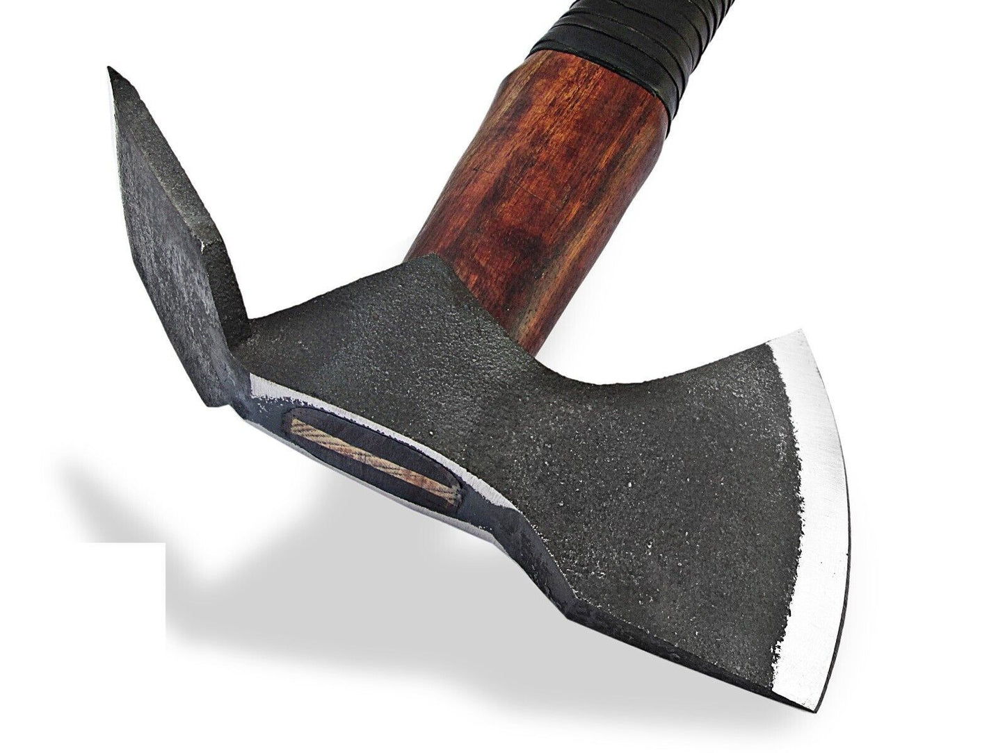 Hand Forged High Carbon Steel Viking Axe 18 Inch Shovel Head Hatchet with Rosewood Handle and Leather Sheath