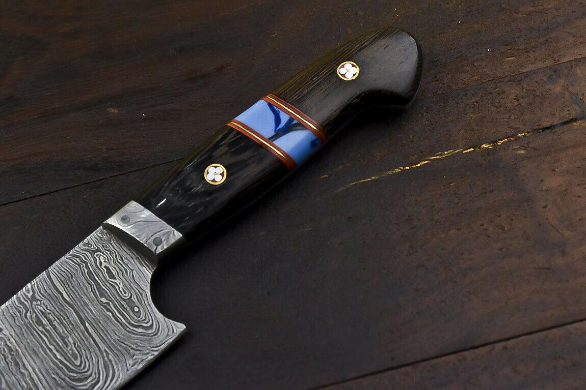 Custom Handmade Damascus Steel Walnut Wood Hunting Everyday Carry Chef Knife – 10.6" Full Tang with Damascus Guard