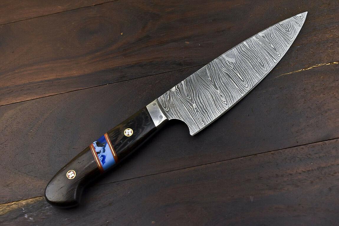 Custom Handmade Damascus Steel Walnut Wood Hunting Everyday Carry Chef Knife – 10.6" Full Tang with Damascus Guard
