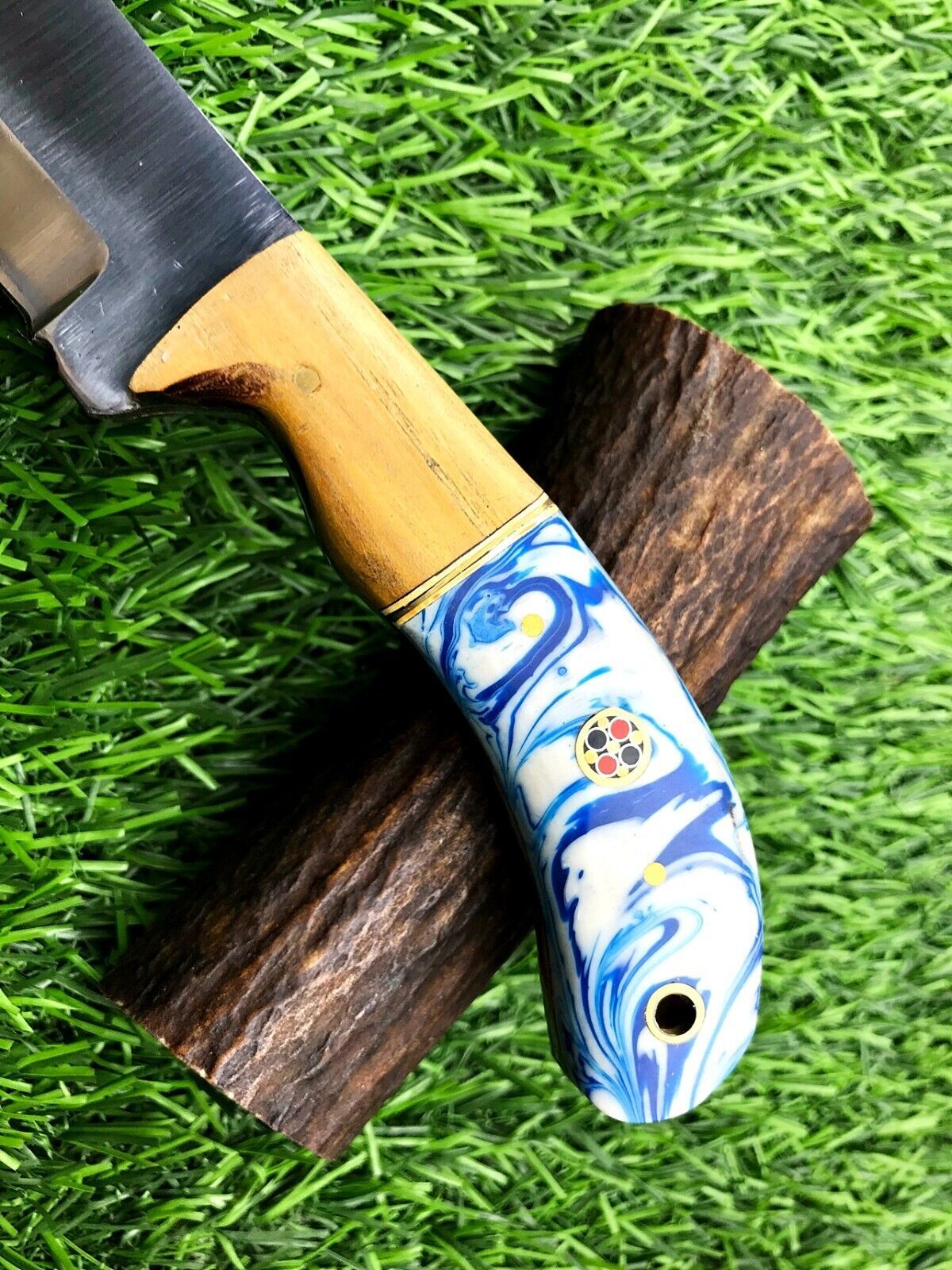 9" Handmade Stainless Steel Skinner Hunting Knife with Wood Handle & Leather Sheath