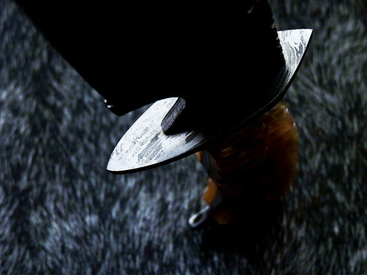 Handmade Damascus Steel Bowie Knife with Resin Handle and Mosaic Pin