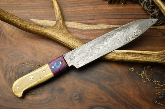 Premium Handcrafted Damascus Steel Chef Knife | Full Tang Hard Wood Handle