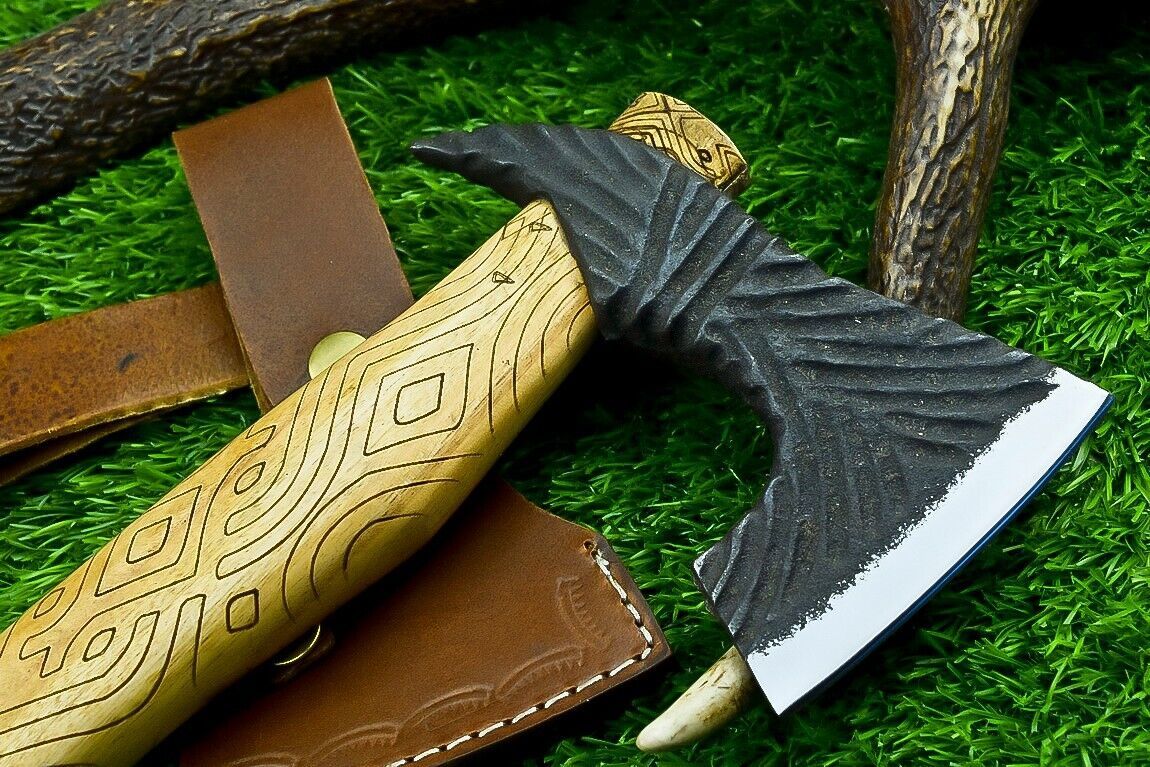 Handmade Viking Tomahawk Axe – Carbon Steel Hatchet with Olive Wood Handle