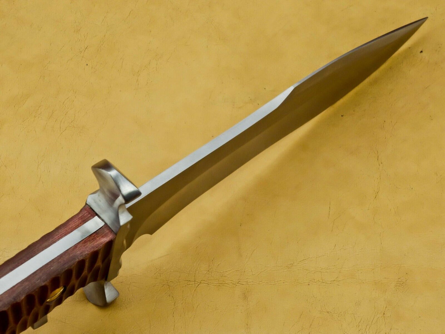 15" Heritage Forge Carbon Steel Hunting Knife – Walnut Wood Handle with Leather Sheath