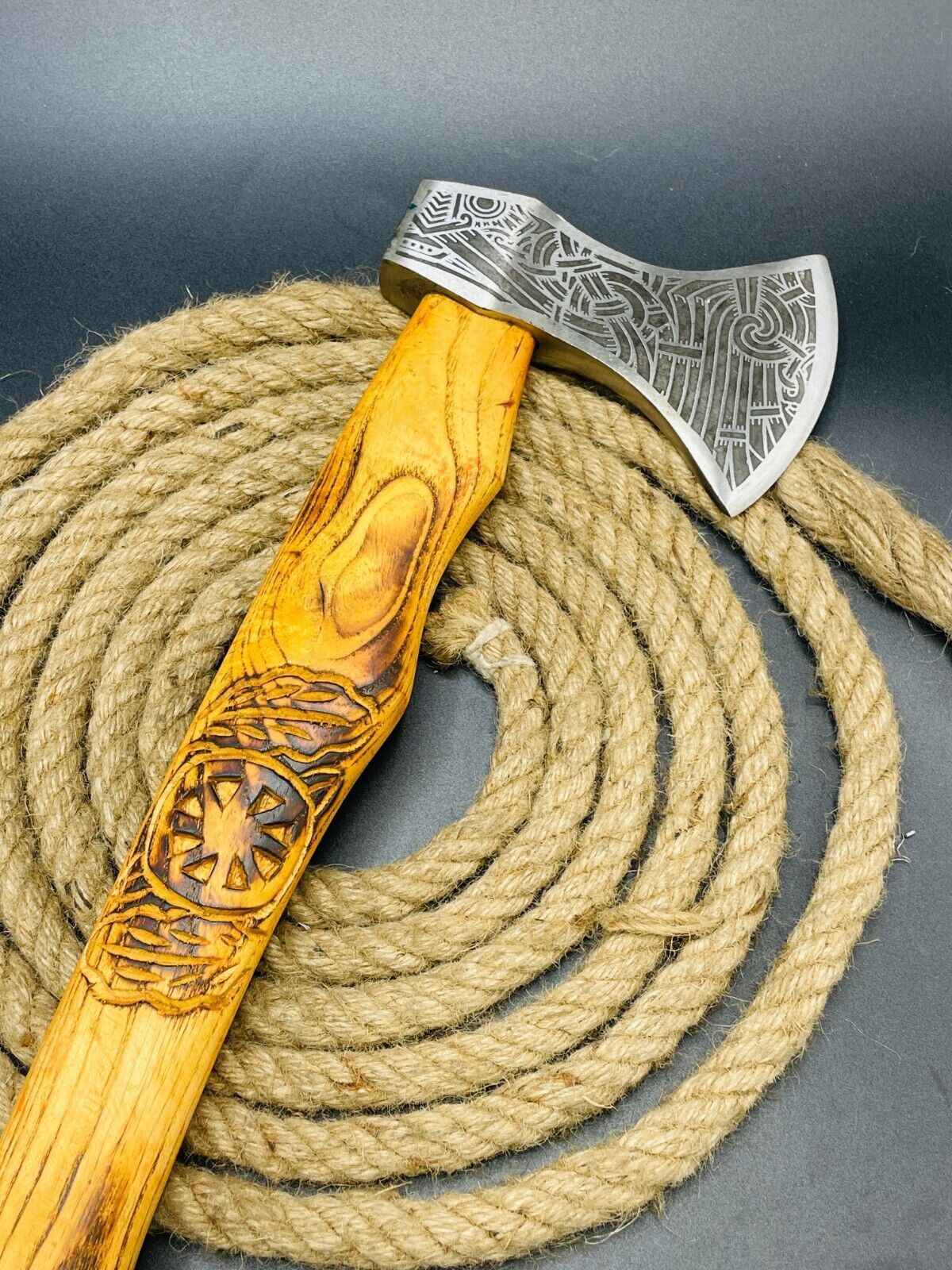 Hand Forged Carbon Steel Viking Tomahawk Axe 23 Inch Wooden Handle