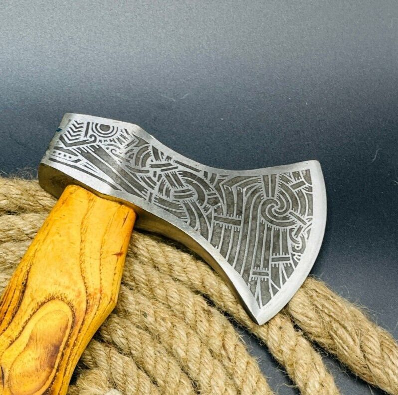 Hand Forged Carbon Steel Viking Tomahawk Axe 23 Inch Wooden Handle