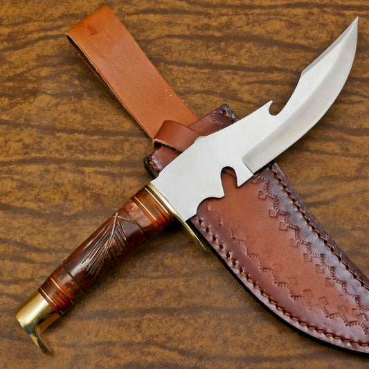 Premium 12 Inch D2 Steel Hunting Bowie Knife – Handmade Full Tang Outdoor Blade