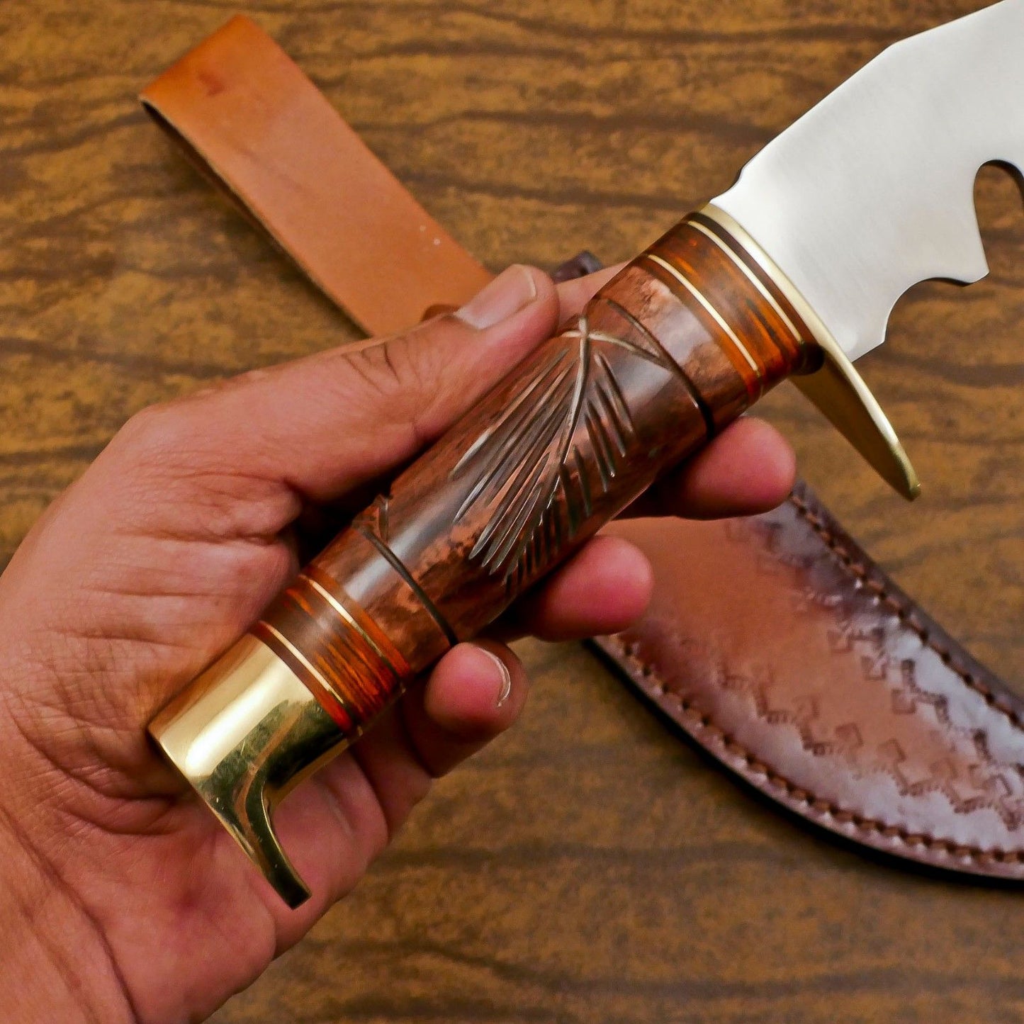 Premium 12 Inch D2 Steel Hunting Bowie Knife – Handmade Full Tang Outdoor Blade