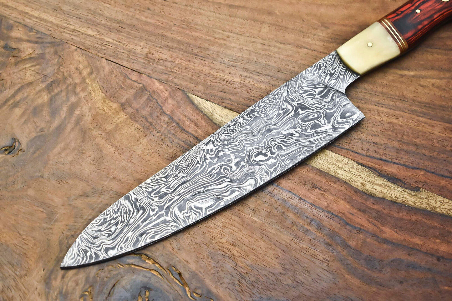 Custom Handmade Damascus Steel Chef Knife – Full Tang Sport Design, Razor Sharp
