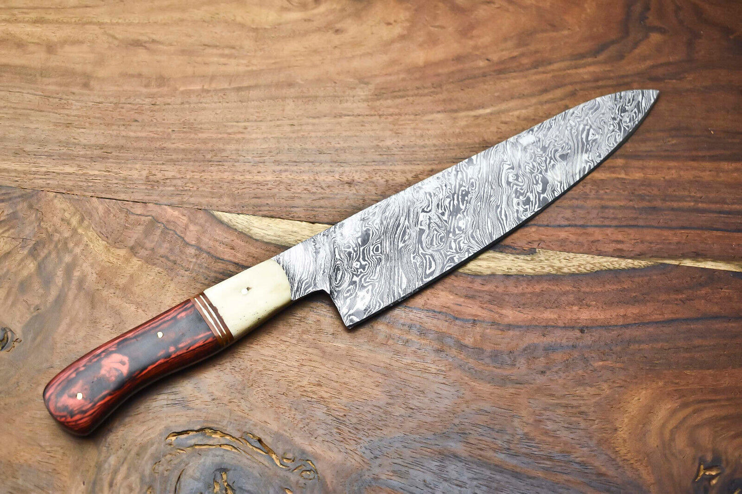 Custom Handmade Damascus Steel Chef Knife – Full Tang Sport Design, Razor Sharp