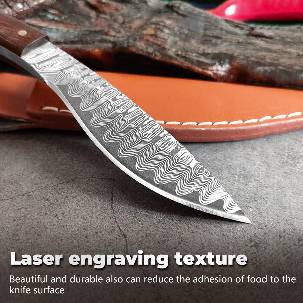 Forged Mongolian Style Damascus Steel Cleaver Knife – 5Cr15 Full Tang Chef Knife with Color Wood Handle
