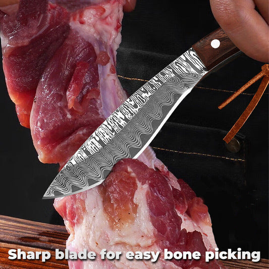 Forged Mongolian Style Damascus Steel Cleaver Knife – 5Cr15 Full Tang Chef Knife with Color Wood Handle