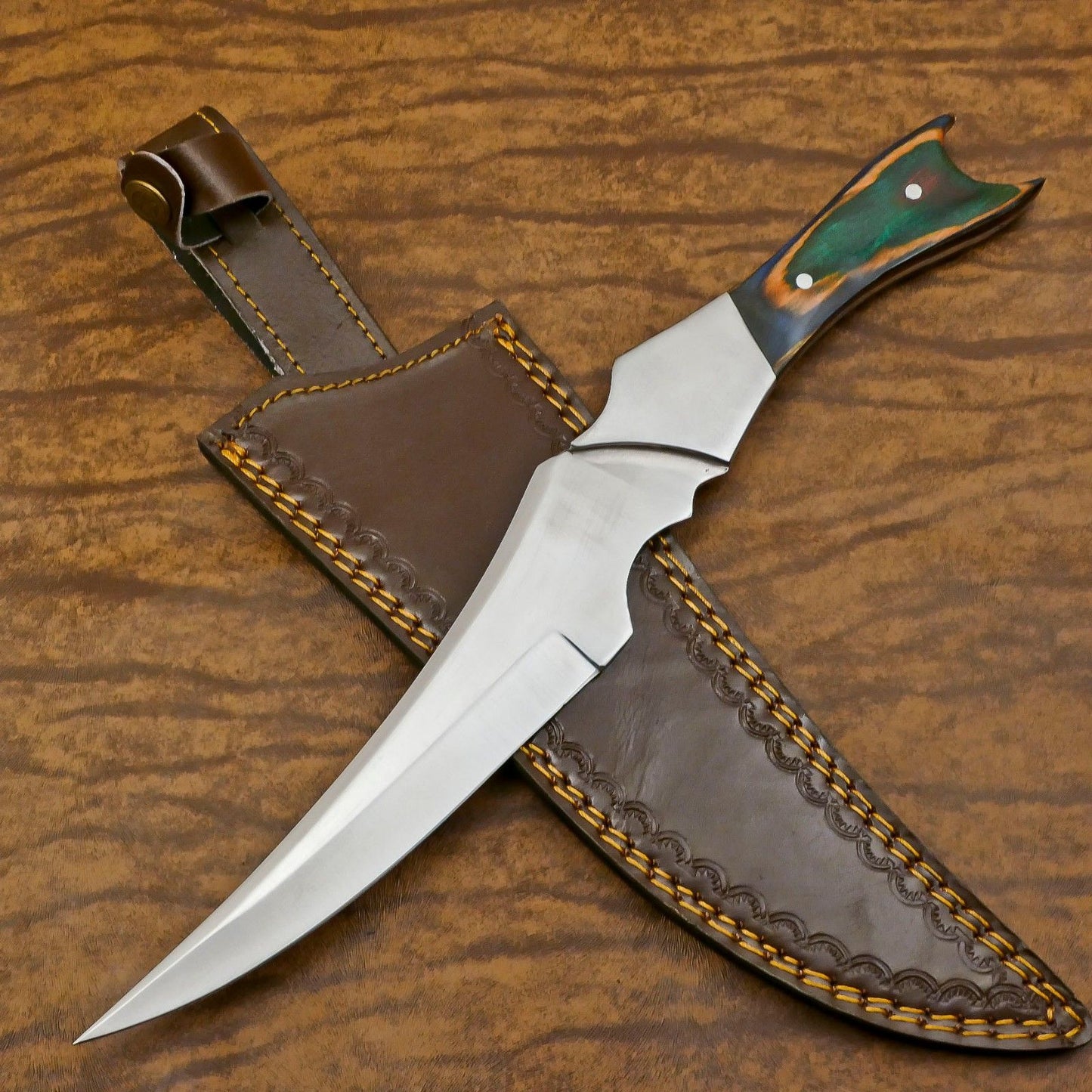 Supreme 10-Inch D2 Steel Full Tang Bowie Hunting Knife with Pakka Wood Handle