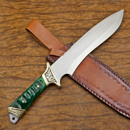 Artisan 12-Inch D2 Steel Full Tang Bowie Hunting Knife with Pakka Wood Handle