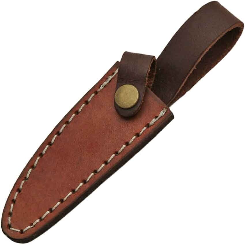 7.5″ Straight Back Skinner Knife – D2 Tool Steel Full Tang Blade with Bone Handle & Leather Sheath