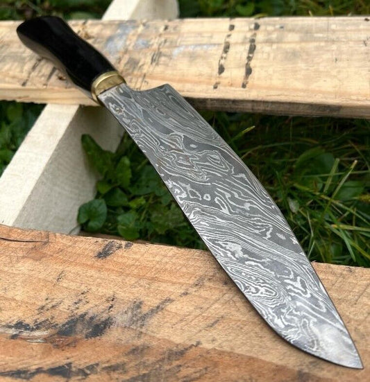 CUSTOM HANDMADE DAMASCUS STEEL HUNTING & CHEF KITCHEN KNIFE