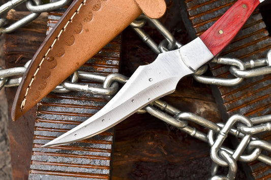 Hand Forged 440C Steel Skinner Knife with Hardwood Handle & Steel Bolster