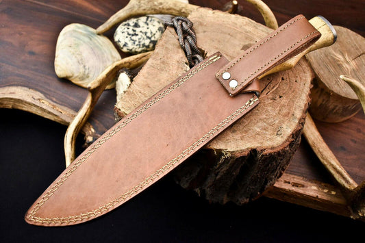 15" Damascus Bowie Knife – Walnut Wood Handle