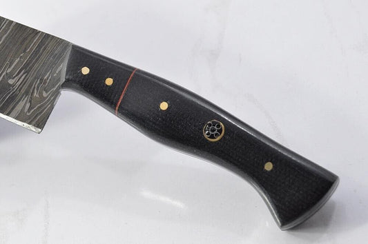 13" Custom Handmade Forged Damascus Steel Kitchen Chef Knife – Canvas Micarta Handle