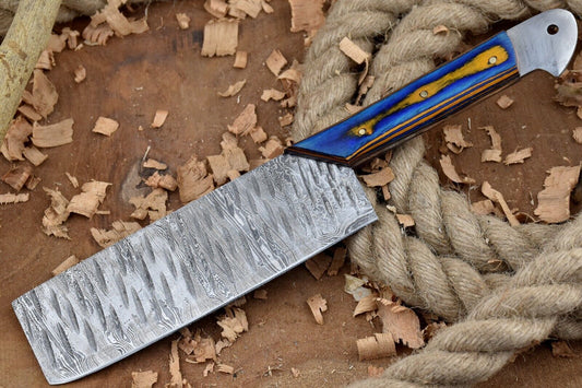 Custom Handmade Forged Damascus Steel Kitchen Chef Cleaver Knife – Premium Design