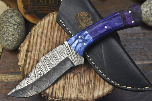 Hand Forged Twist Damascus Skinner Knife 9" Hardwood Handle Tactical Hunting Tool