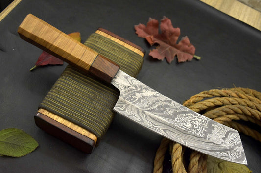 Custom 13" OAL Handmade Damascus Steel Chef Knife with Olive Wood Handle