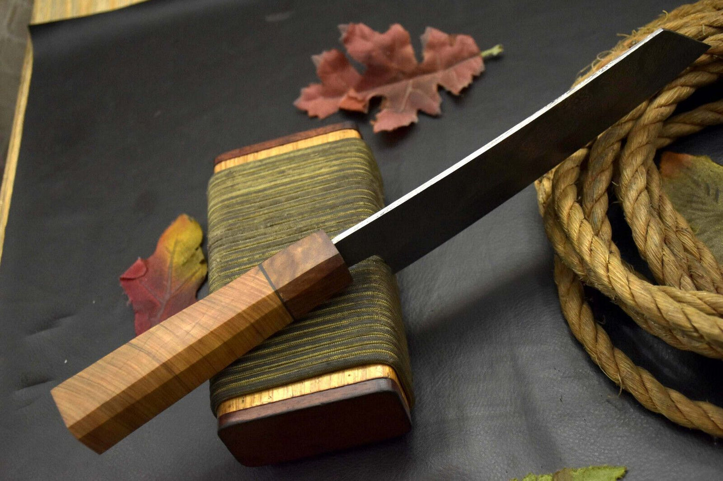 Custom 13" OAL Handmade Damascus Steel Chef Knife with Olive Wood Handle