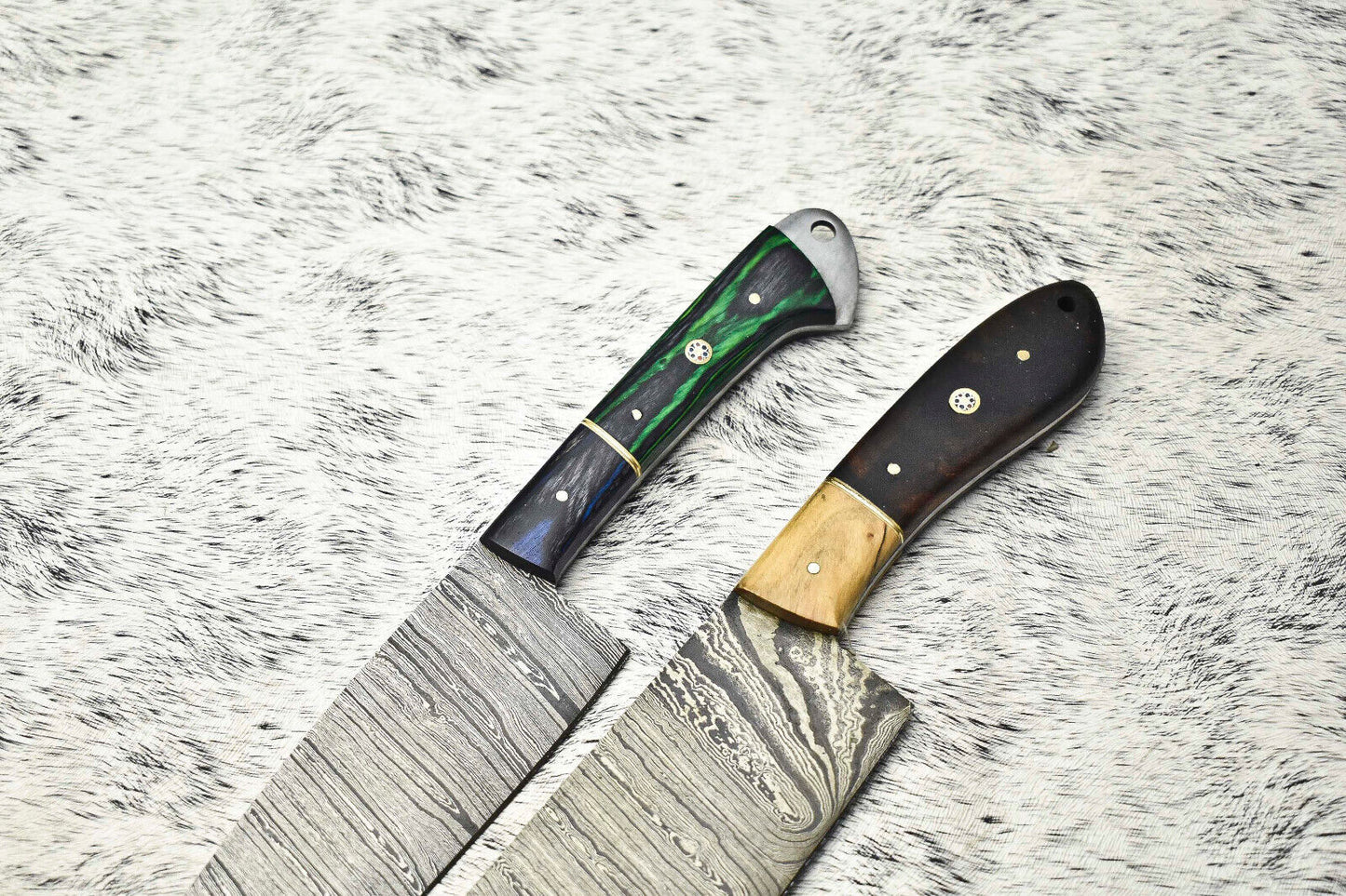 Lot of Handmade Damascus Steel Blade Chef Set Knives
