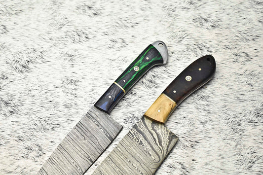 Lot of Handmade Damascus Steel Blade Chef Set Knives