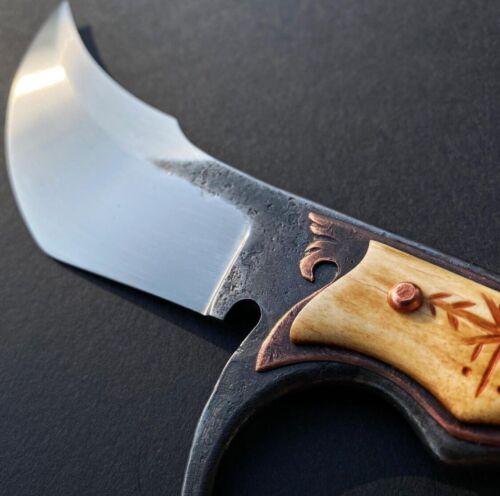 Carbon Steel Bowie – Viking D-Guard, Bone & Copper Handle, 14" Custom Hand-Forged Blade