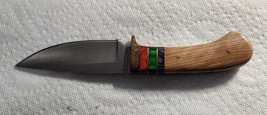 Colorful Pakkawood Skinner Knife – 4" Stainless Steel Drop Point Blade with Sheath