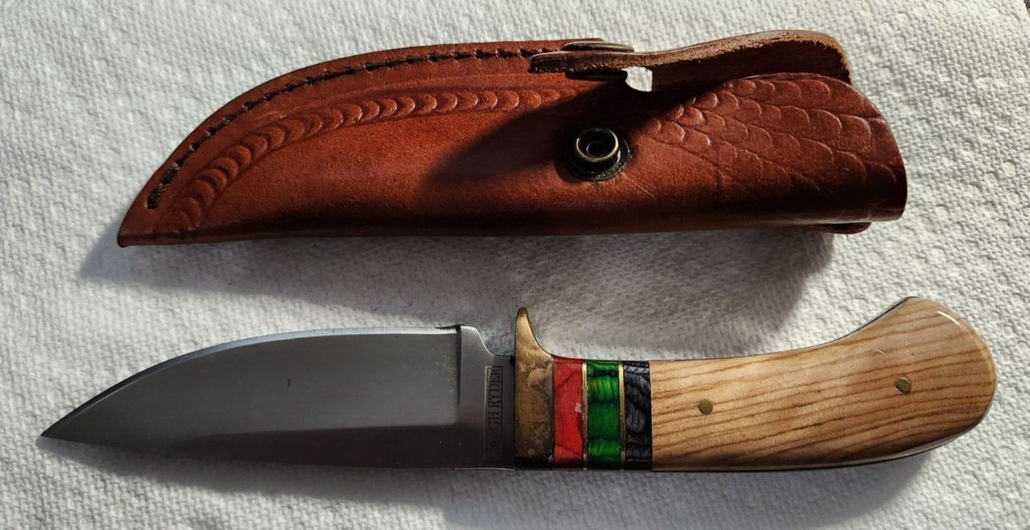 Colorful Pakkawood Skinner Knife – 4" Stainless Steel Drop Point Blade with Sheath