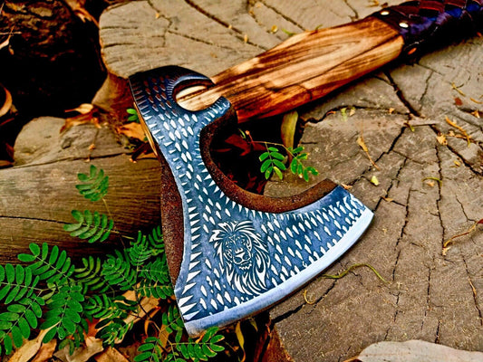 Handmade High Carbon Steel Vikings Axe | Hatchet with Leather Grip