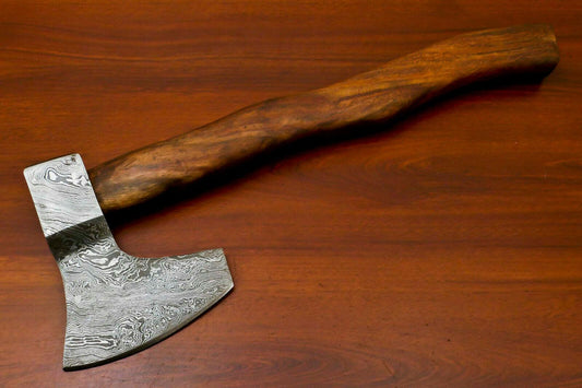Handmade Damascus Tomahawk Axe with Walnut Wood Handle – 16.5 Inch