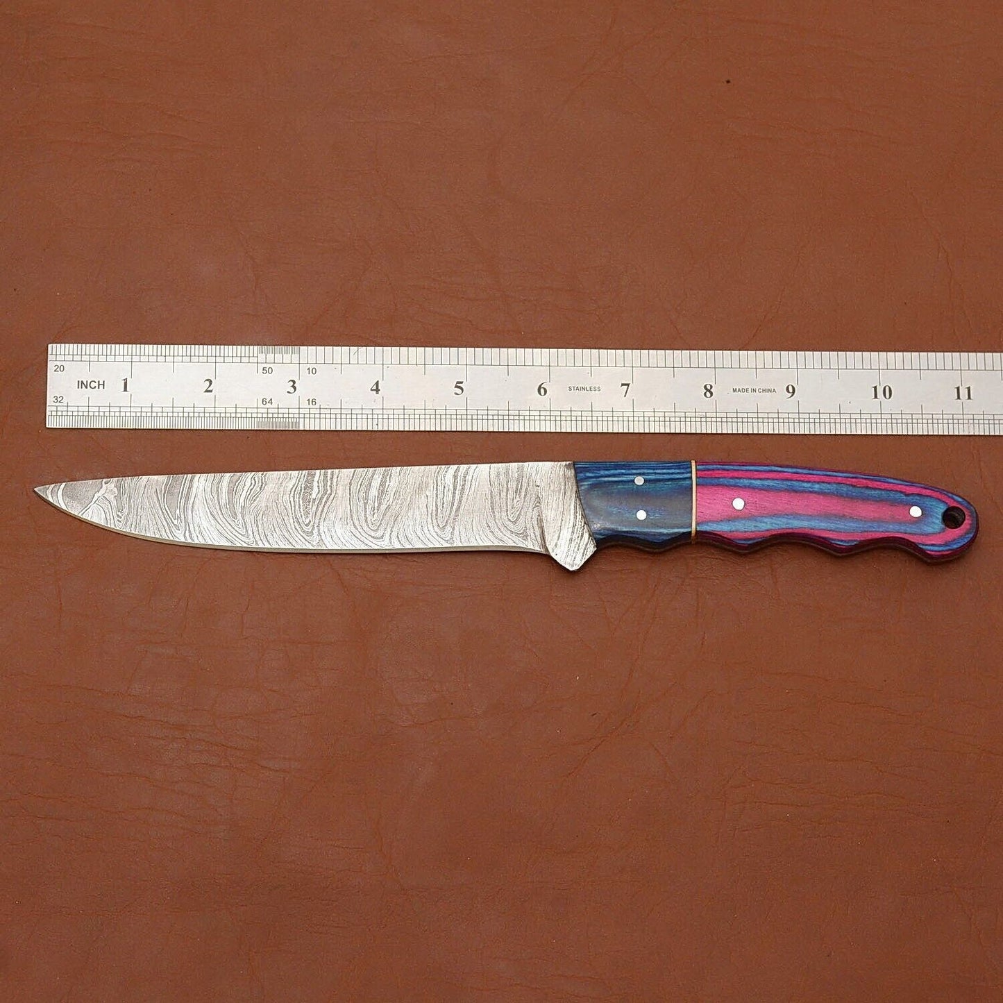 Hand-Forged Damascus Steel Chef Fillet Knife | Custom Kitchen Knife with Wood Handle