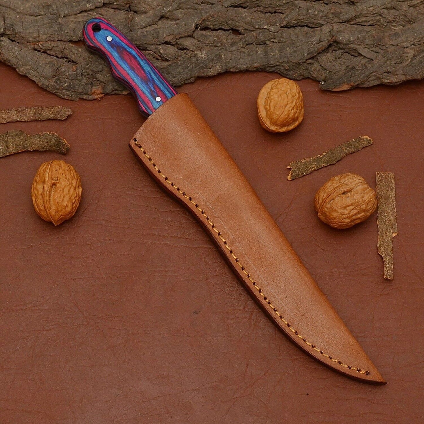 Hand-Forged Damascus Steel Chef Fillet Knife | Custom Kitchen Knife with Wood Handle