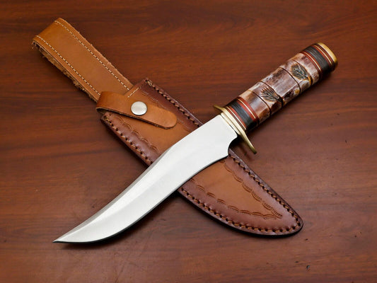 Handmade D2 Steel Clip Point Hunting Bowie Knife – 12 Inch Fixed Blade