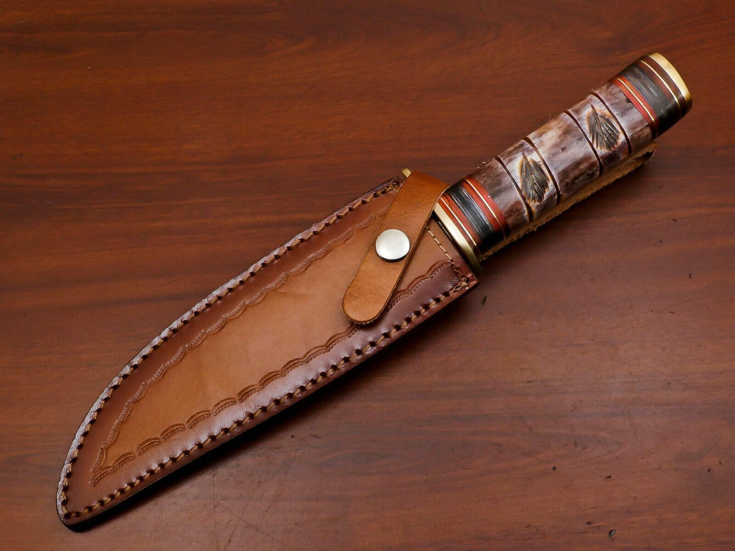 Handmade D2 Steel Clip Point Hunting Bowie Knife – 12 Inch Fixed Blade