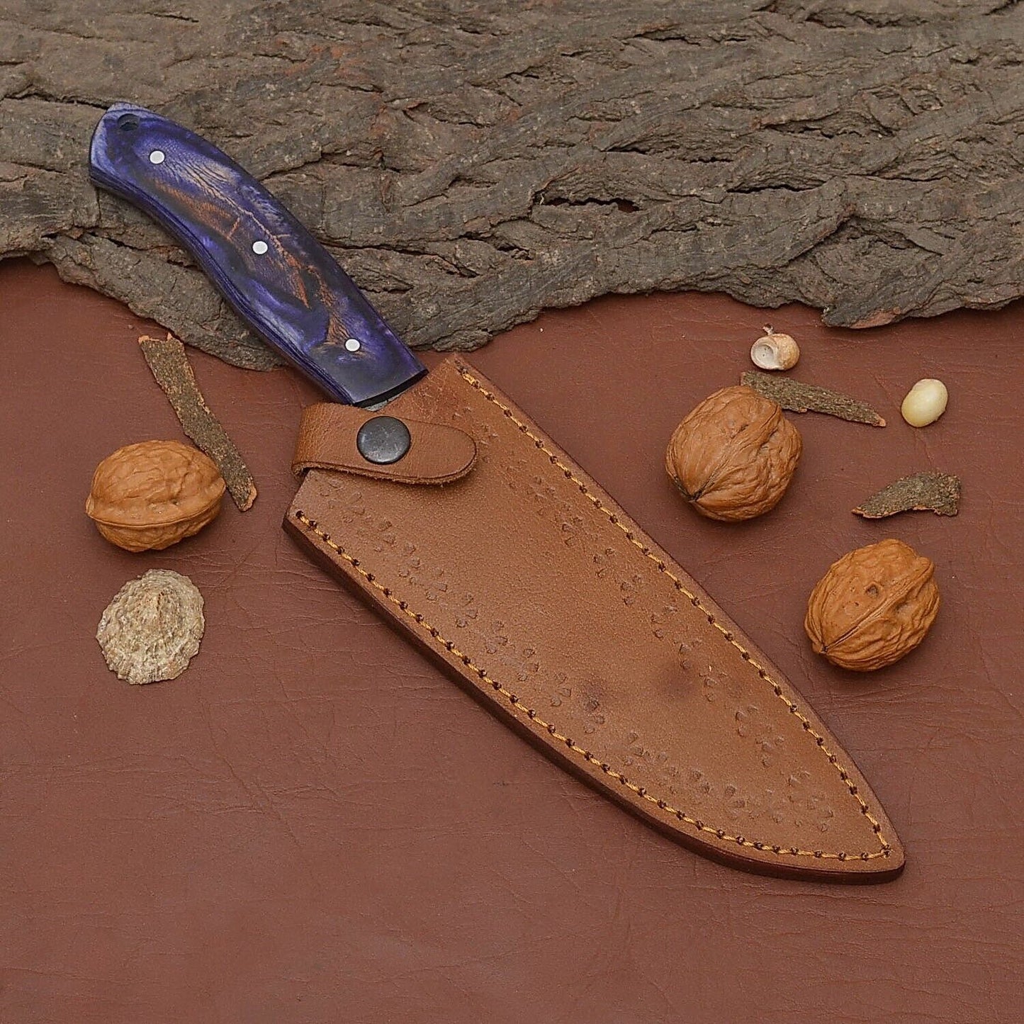 Custom Handmade Damascus Steel Chef Fillet Knife with Elegant Pakka Wood Handle