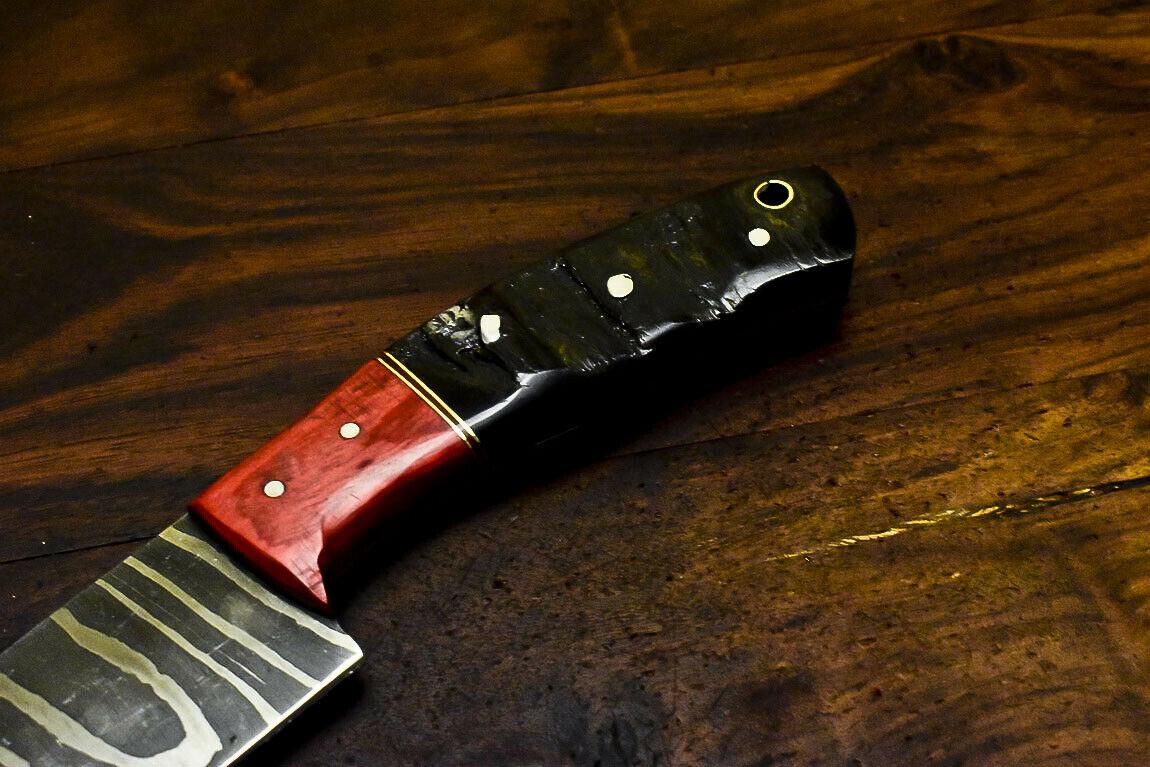 Custom Handmade Damascus Steel Hunting Chef Knife – Ram's Horn Handle, 11"