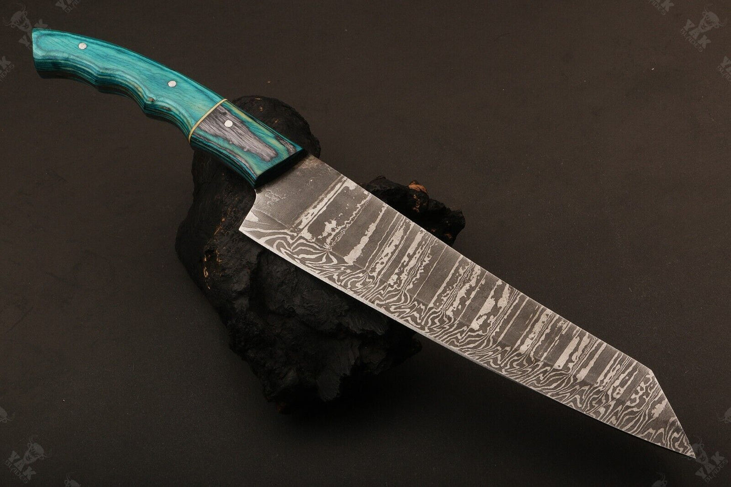 12" Custom Hand Forged Damascus Steel Santoku Chef Knife for Kitchen