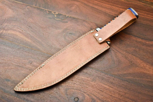 15" Damascus Steel Bowie Knife with Hardwood Handle