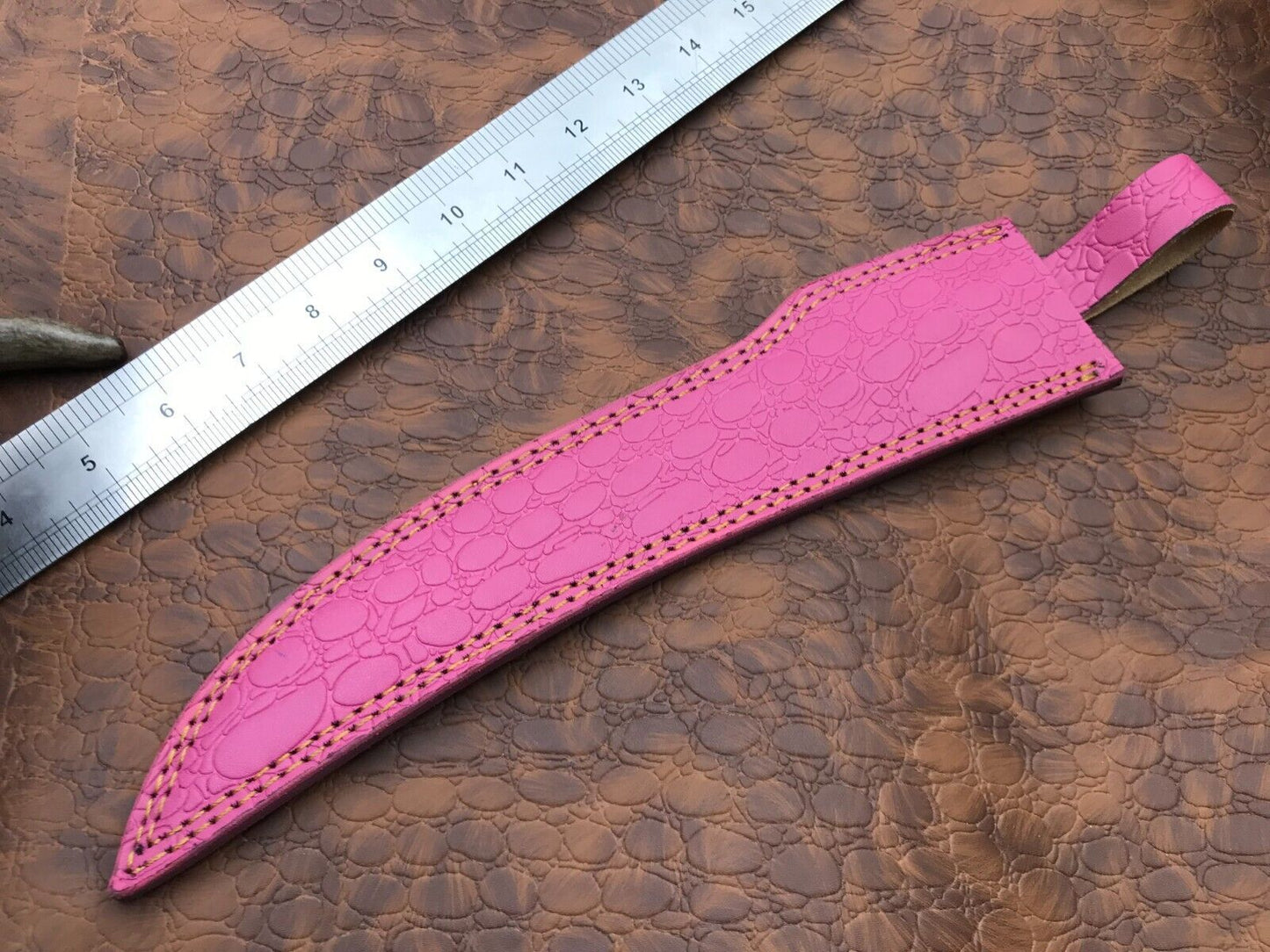 14" Hand Forged Damascus Fillet Knife Custom Fillet Knife with Leather Sheath