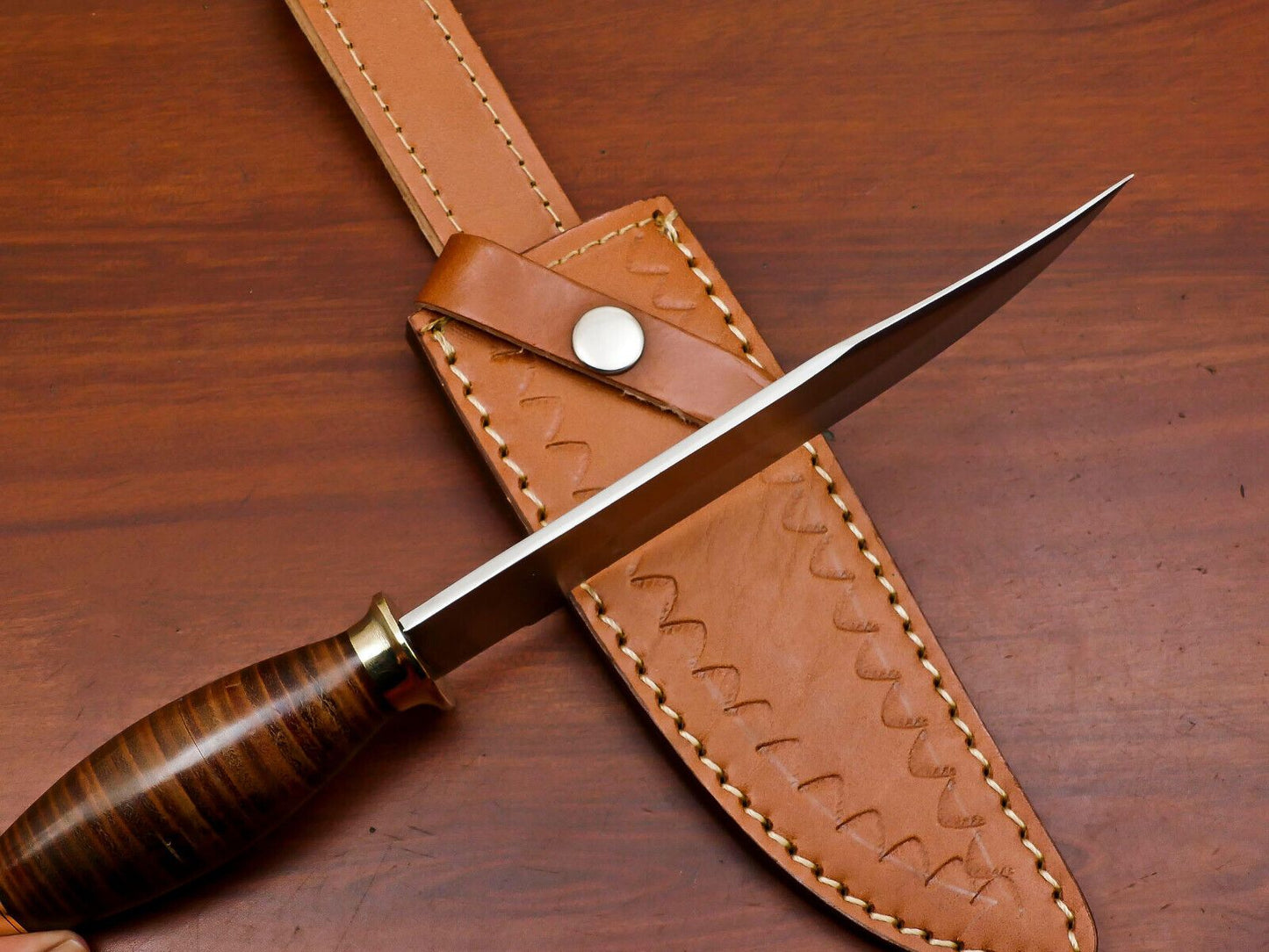12-Inch Handmade D2 Steel Clip Point Full Tang Bowie Hunting Knife